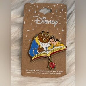 Disney Beauty & Beast Belle Reading book Rose Dangle Pin 2024